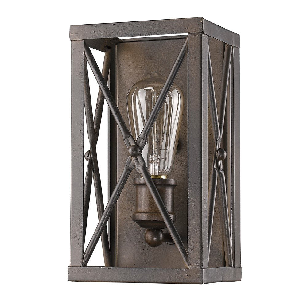 Antique Bronze Metal Geometric Wall Light HomeRoots