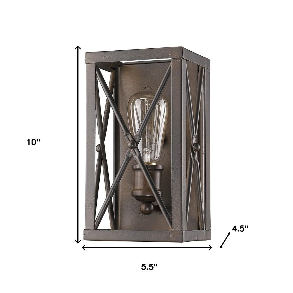 Antique Bronze Metal Geometric Wall Light HomeRoots