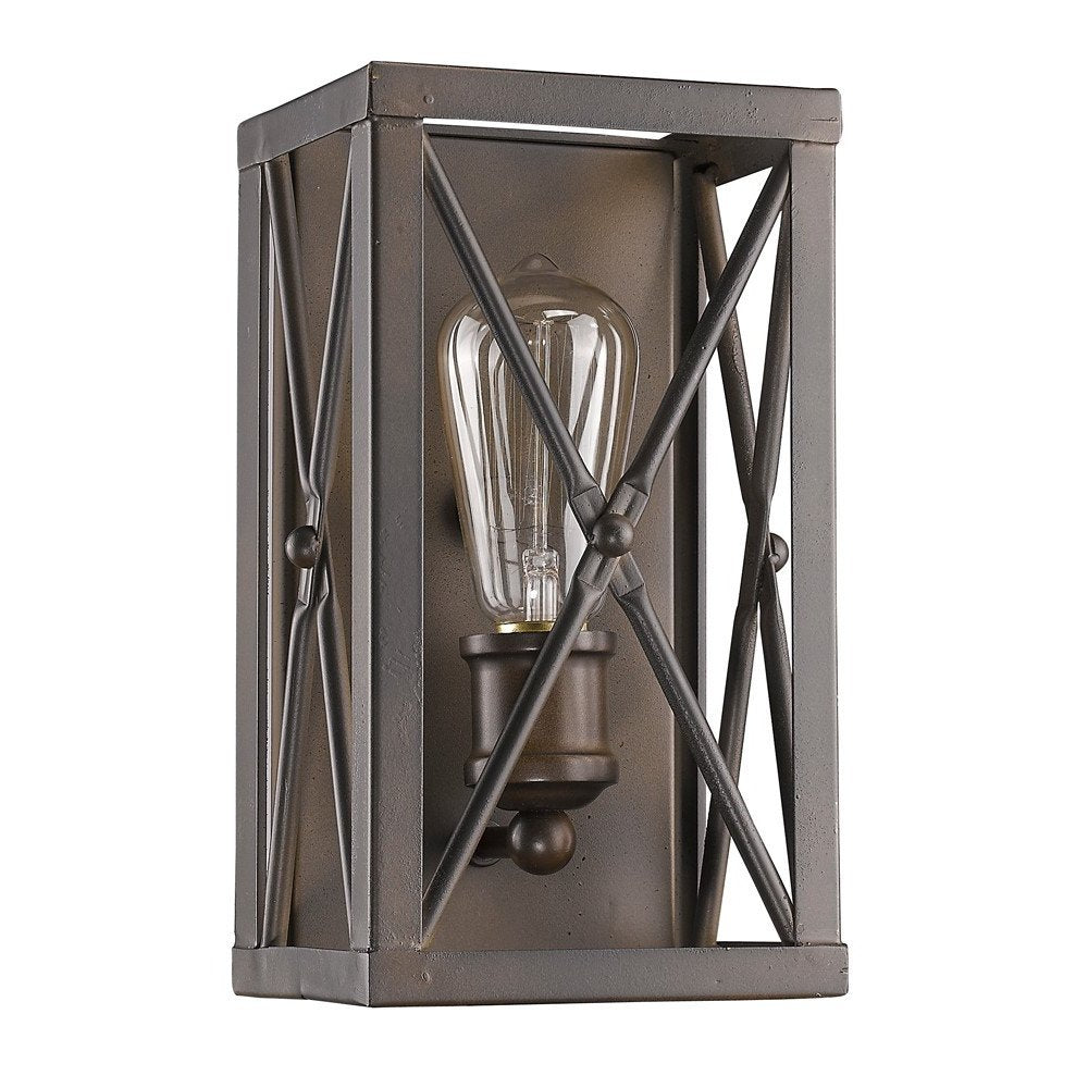 Antique Bronze Metal Geometric Wall Light HomeRoots