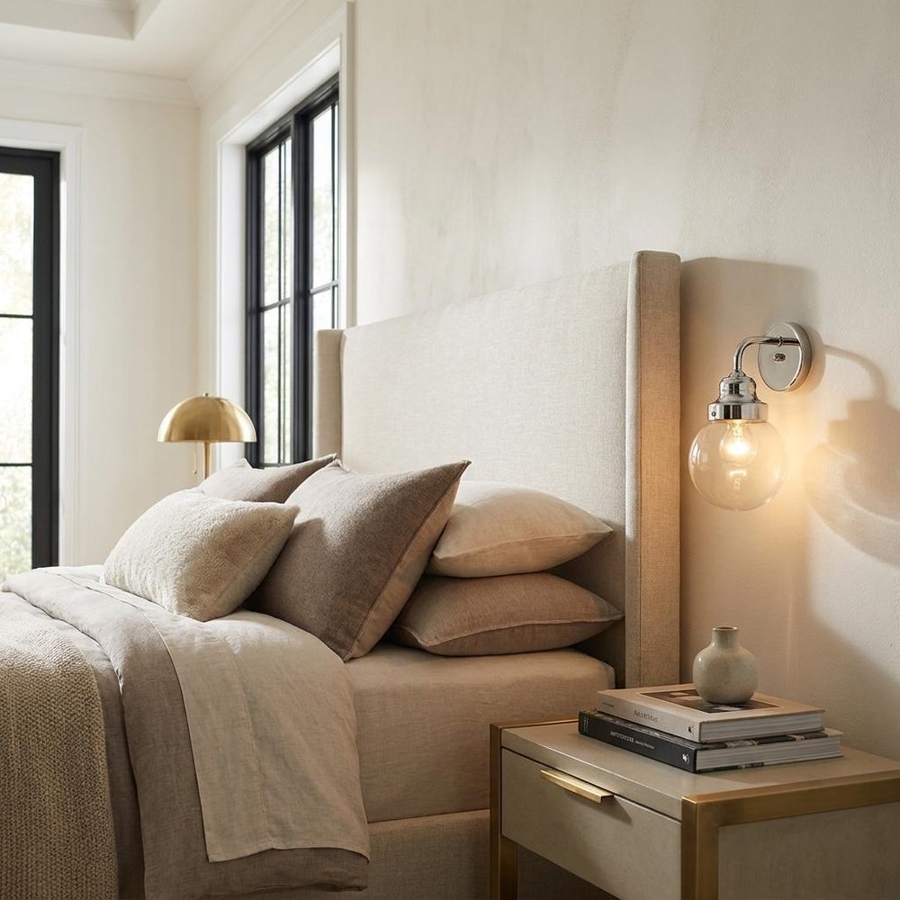 One Light Silver Wall Sconce with Round Glass Shade HomeRoots