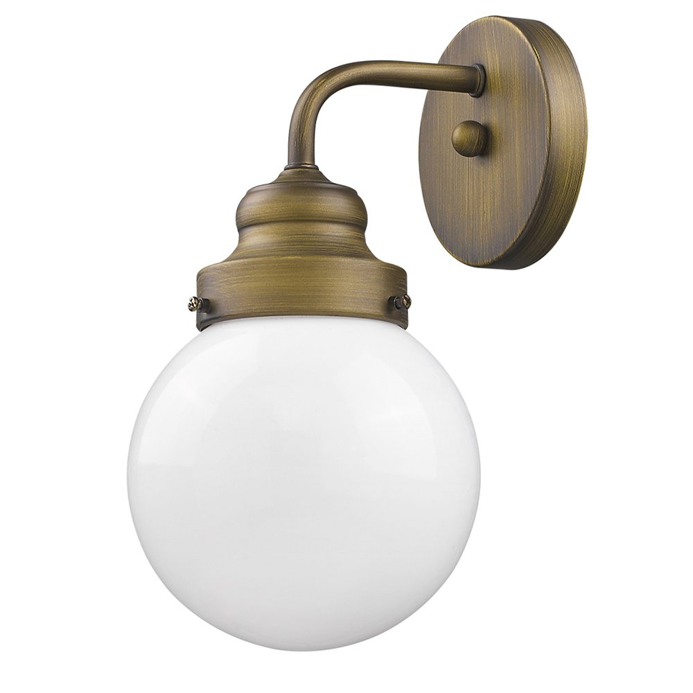 One Light Gold Wall Sconce with Round Glass Shade HomeRoots