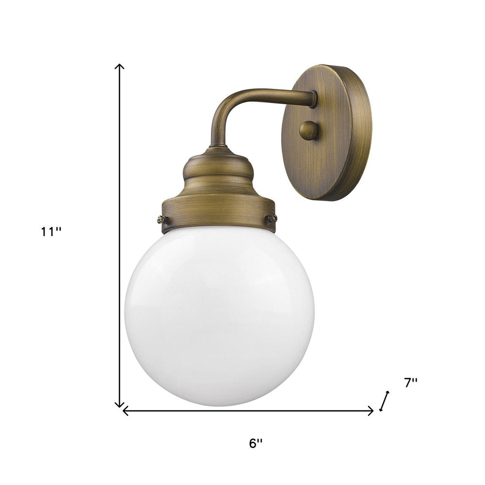 One Light Gold Wall Sconce with Round Glass Shade HomeRoots