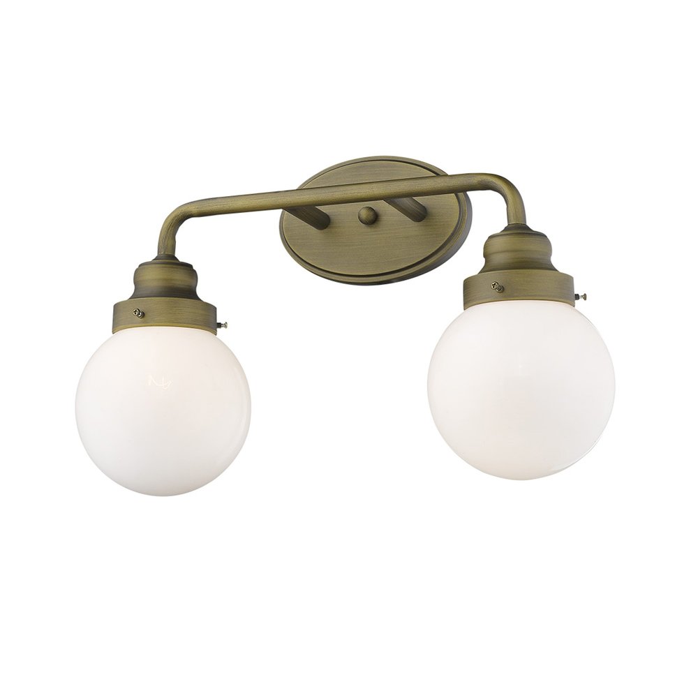 Two Light Gold Wall Sconce with Round Glass Shade HomeRoots