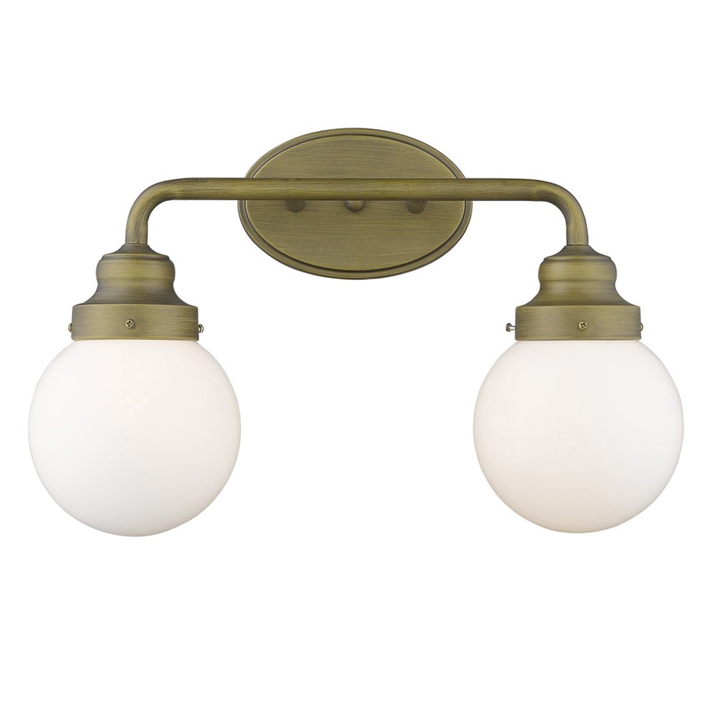 Two Light Gold Wall Sconce with Round Glass Shade HomeRoots