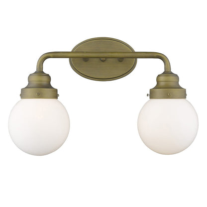 Two Light Gold Wall Sconce with Round Glass Shade HomeRoots