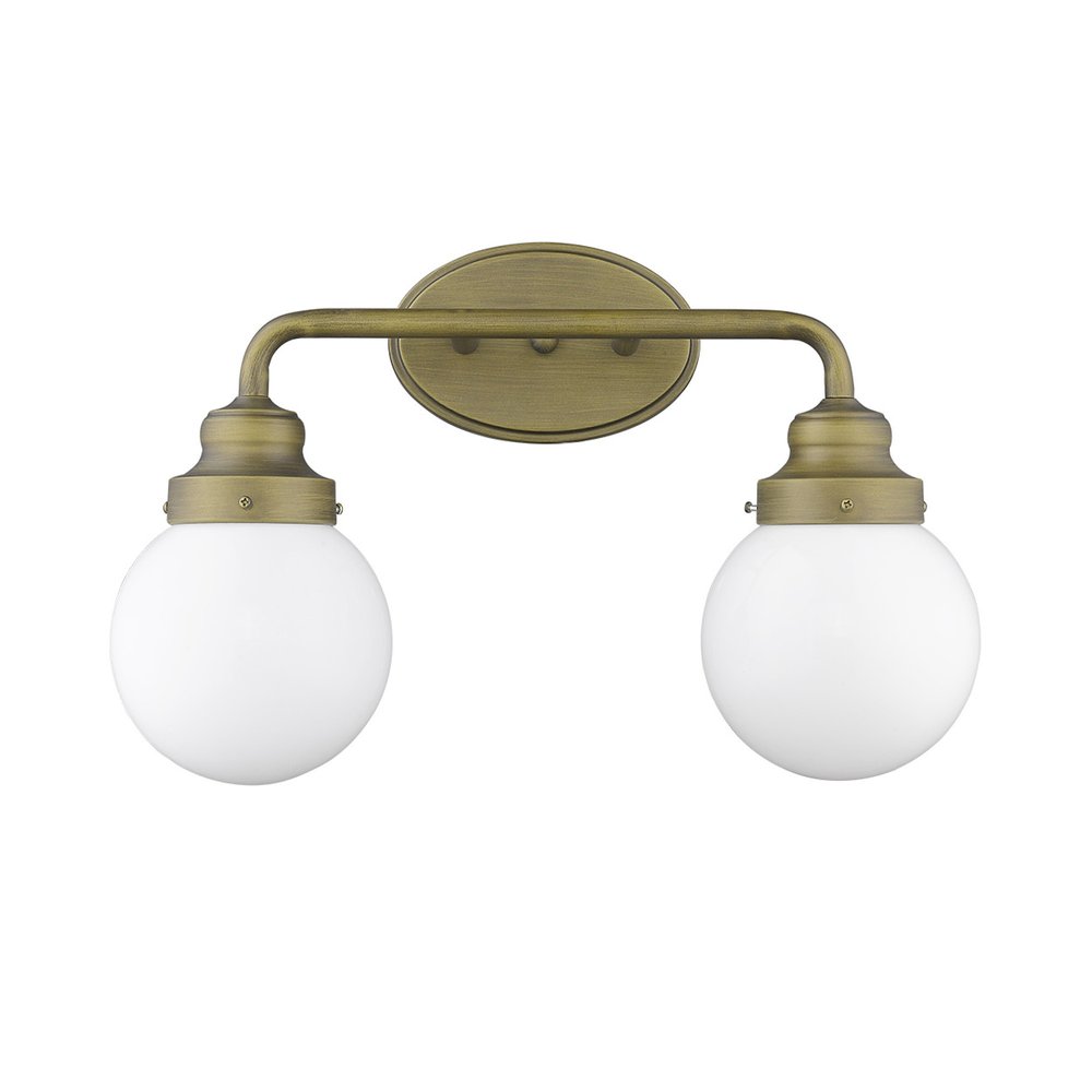 Two Light Gold Wall Sconce with Round Glass Shade HomeRoots