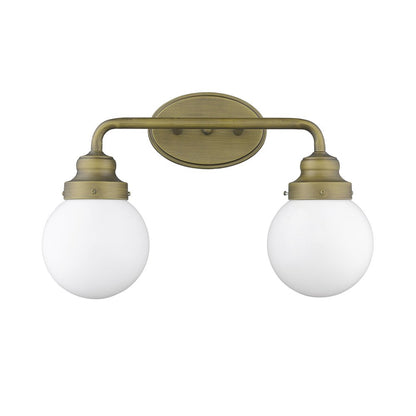 Two Light Gold Wall Sconce with Round Glass Shade HomeRoots