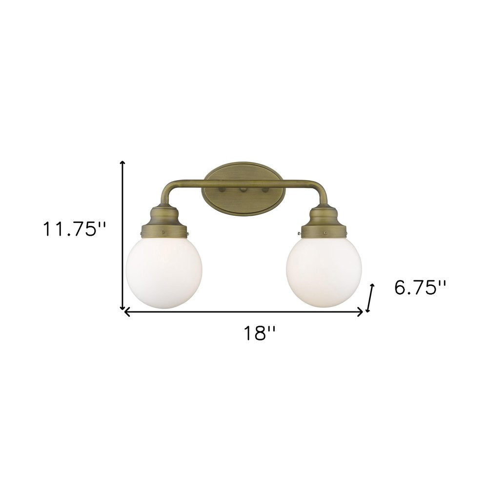 Two Light Gold Wall Sconce with Round Glass Shade HomeRoots
