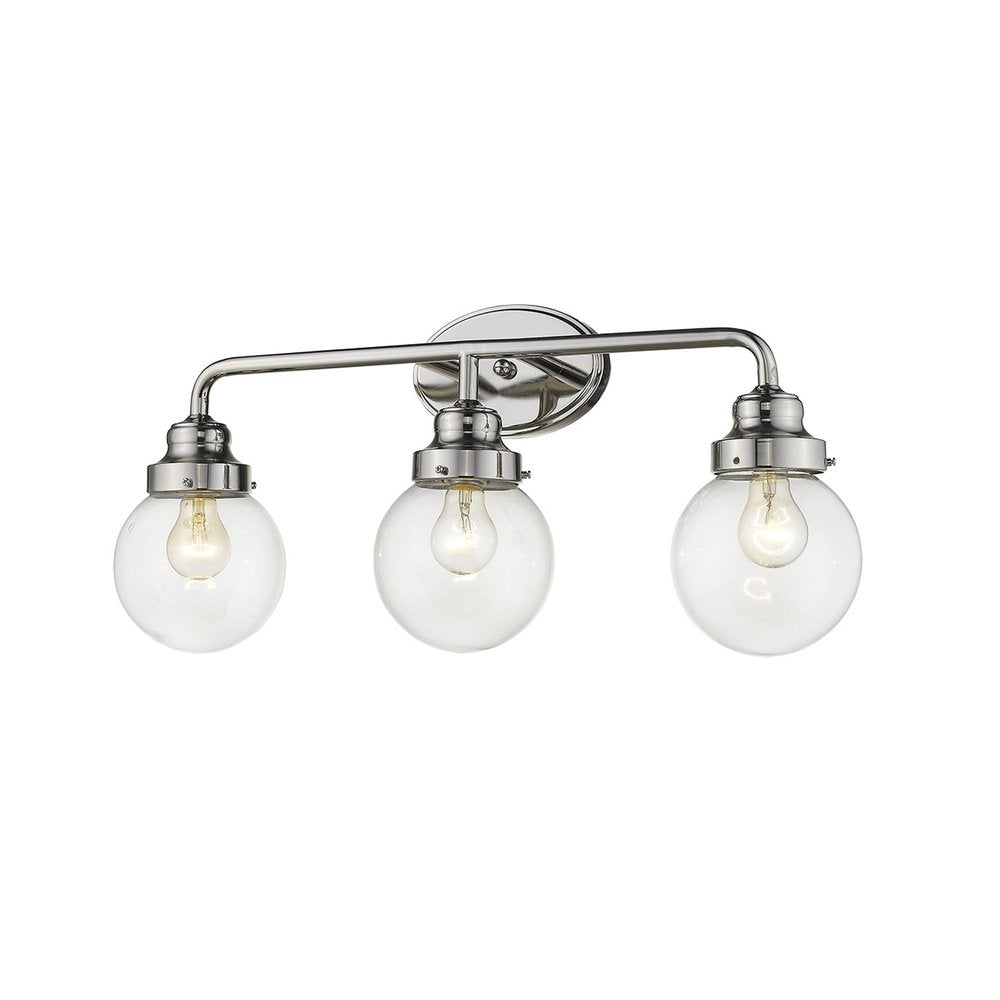 12" Silver And Clear Metal and Glass Vanity Flush Mounted Sconce HomeRoots