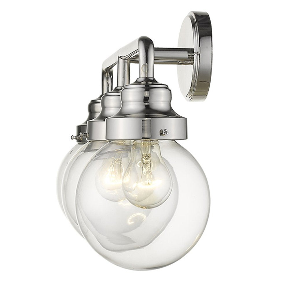12" Silver And Clear Metal and Glass Vanity Flush Mounted Sconce HomeRoots