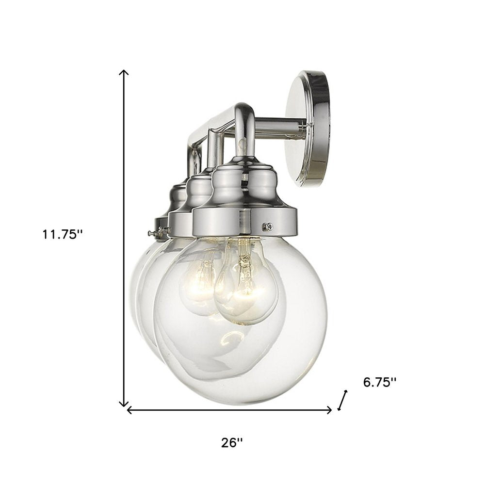 12" Silver And Clear Metal and Glass Vanity Flush Mounted Sconce HomeRoots