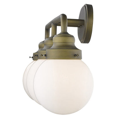 12" Brass And White Metal and Glass Vanity Flush Mounted Sconce HomeRoots