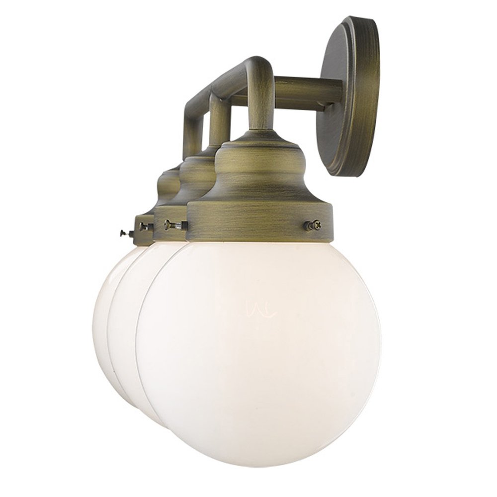 12" Brass And White Metal and Glass Vanity Flush Mounted Sconce — view 4
