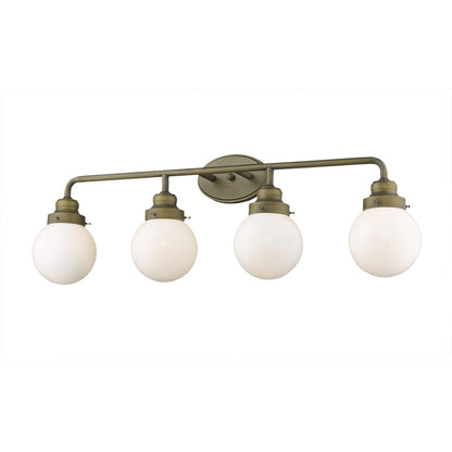 12" Brass And White Metal and Glass Vanity Flush Mounted Sconce HomeRoots