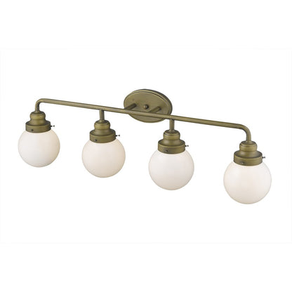 12" Brass And White Metal and Glass Vanity Flush Mounted Sconce HomeRoots