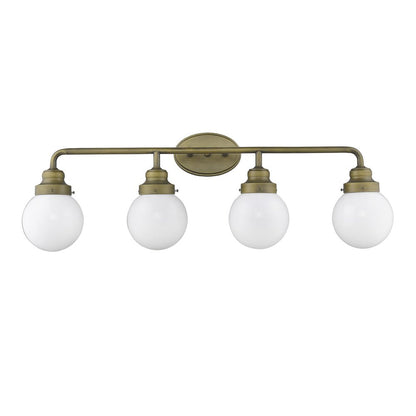 12" Brass And White Metal and Glass Vanity Flush Mounted Sconce HomeRoots