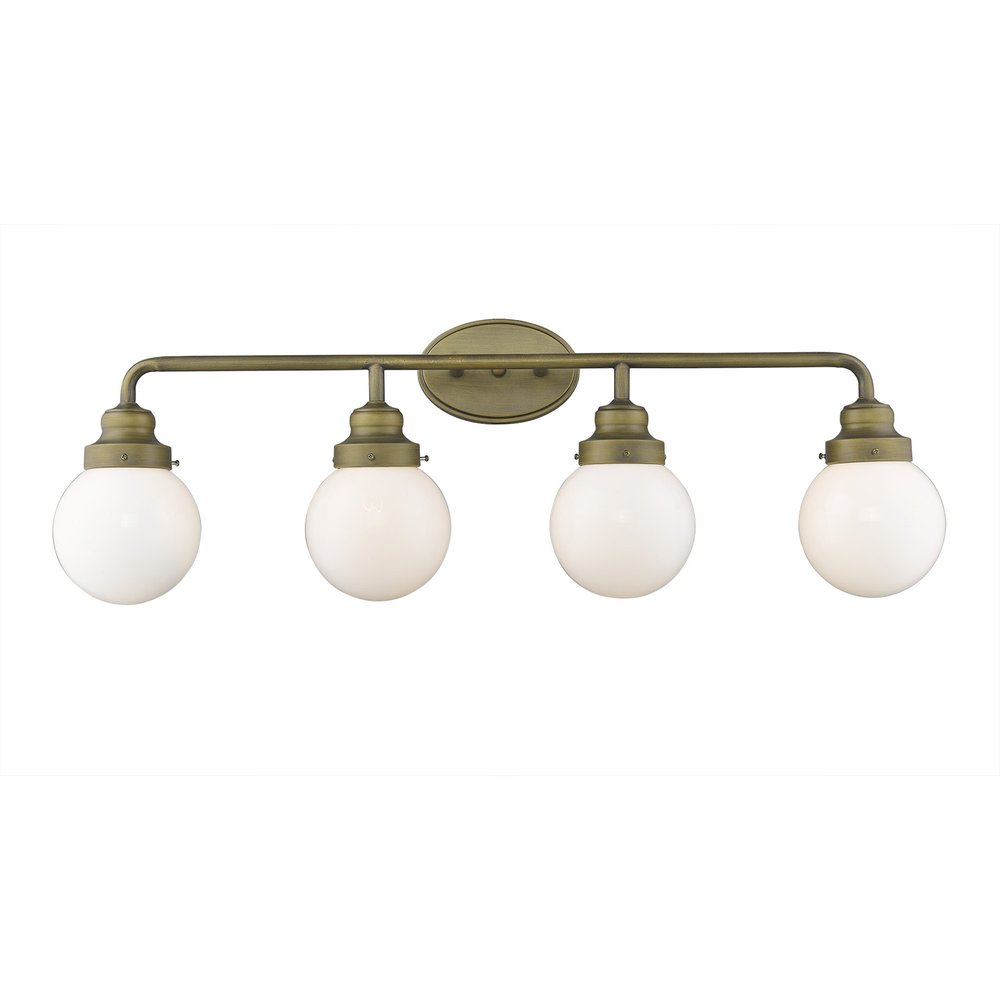 12" Brass And White Metal and Glass Vanity Flush Mounted Sconce HomeRoots