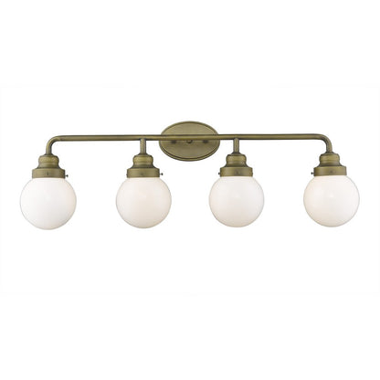 12" Brass And White Metal and Glass Vanity Flush Mounted Sconce HomeRoots