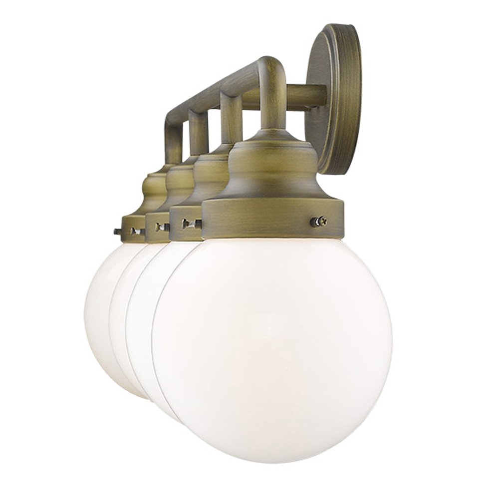 12" Brass And White Metal and Glass Vanity Flush Mounted Sconce HomeRoots