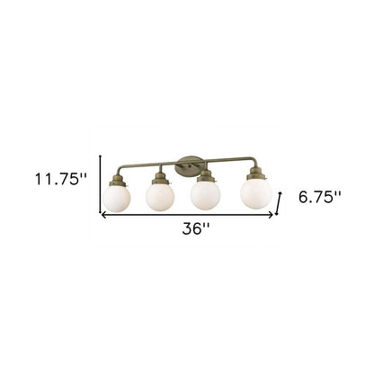 12" Brass And White Metal and Glass Vanity Flush Mounted Sconce HomeRoots