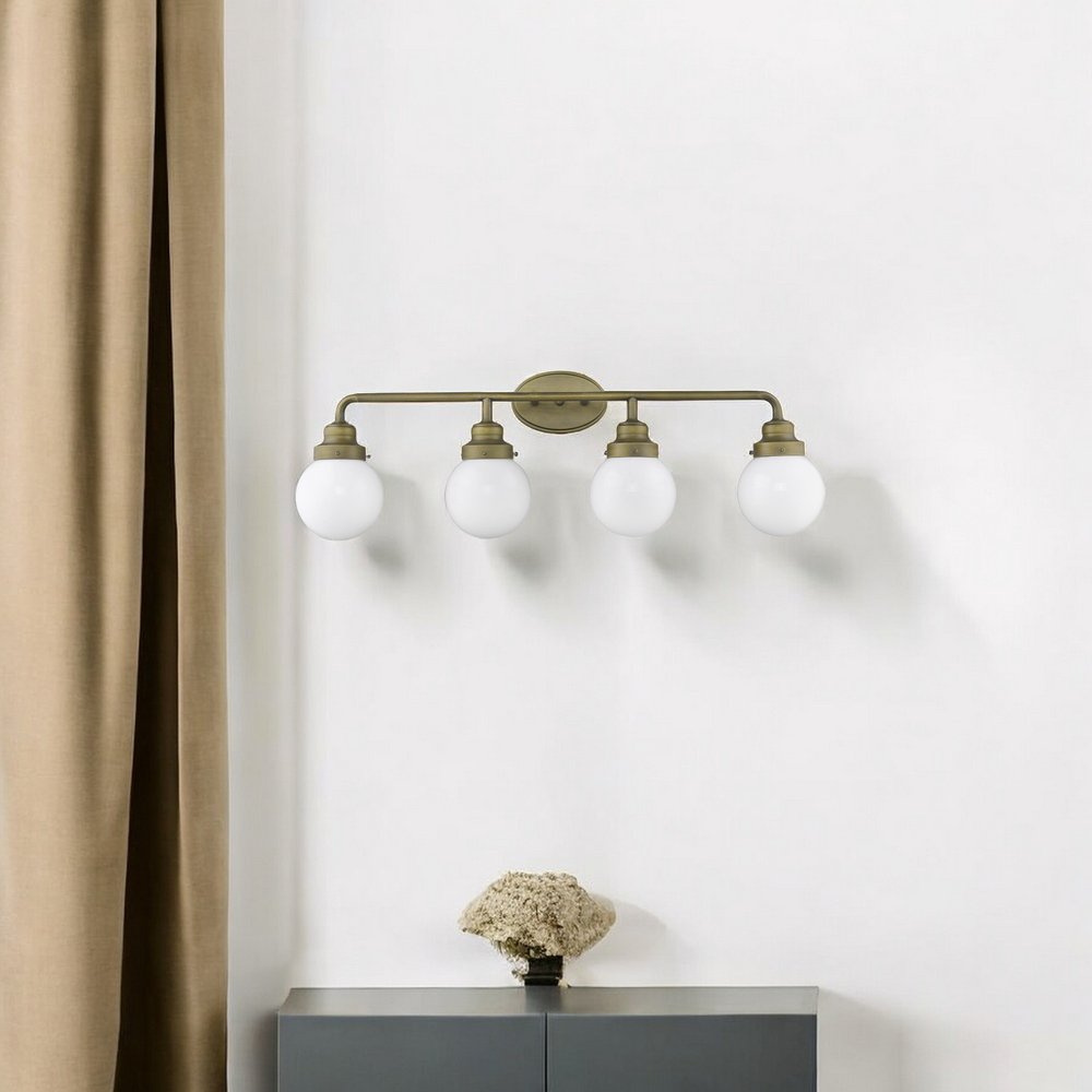 12" Brass And White Metal and Glass Vanity Flush Mounted Sconce HomeRoots