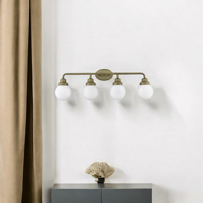 12" Brass And White Metal and Glass Vanity Flush Mounted Sconce HomeRoots