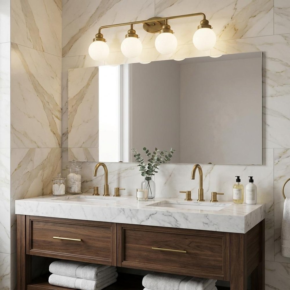 12" Brass And White Metal and Glass Vanity Flush Mounted Sconce HomeRoots