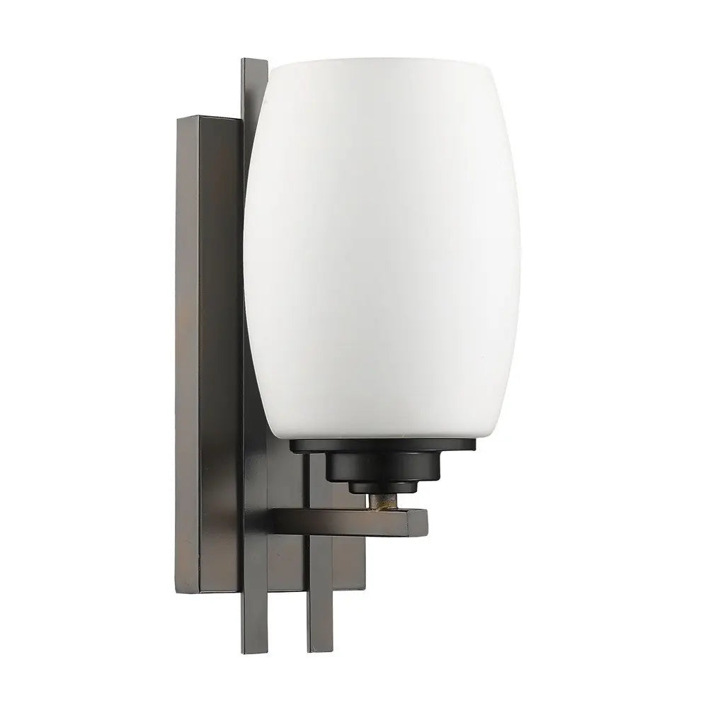 Geometric Bronze Wall Sconce with Frosted Glass Shade HomeRoots