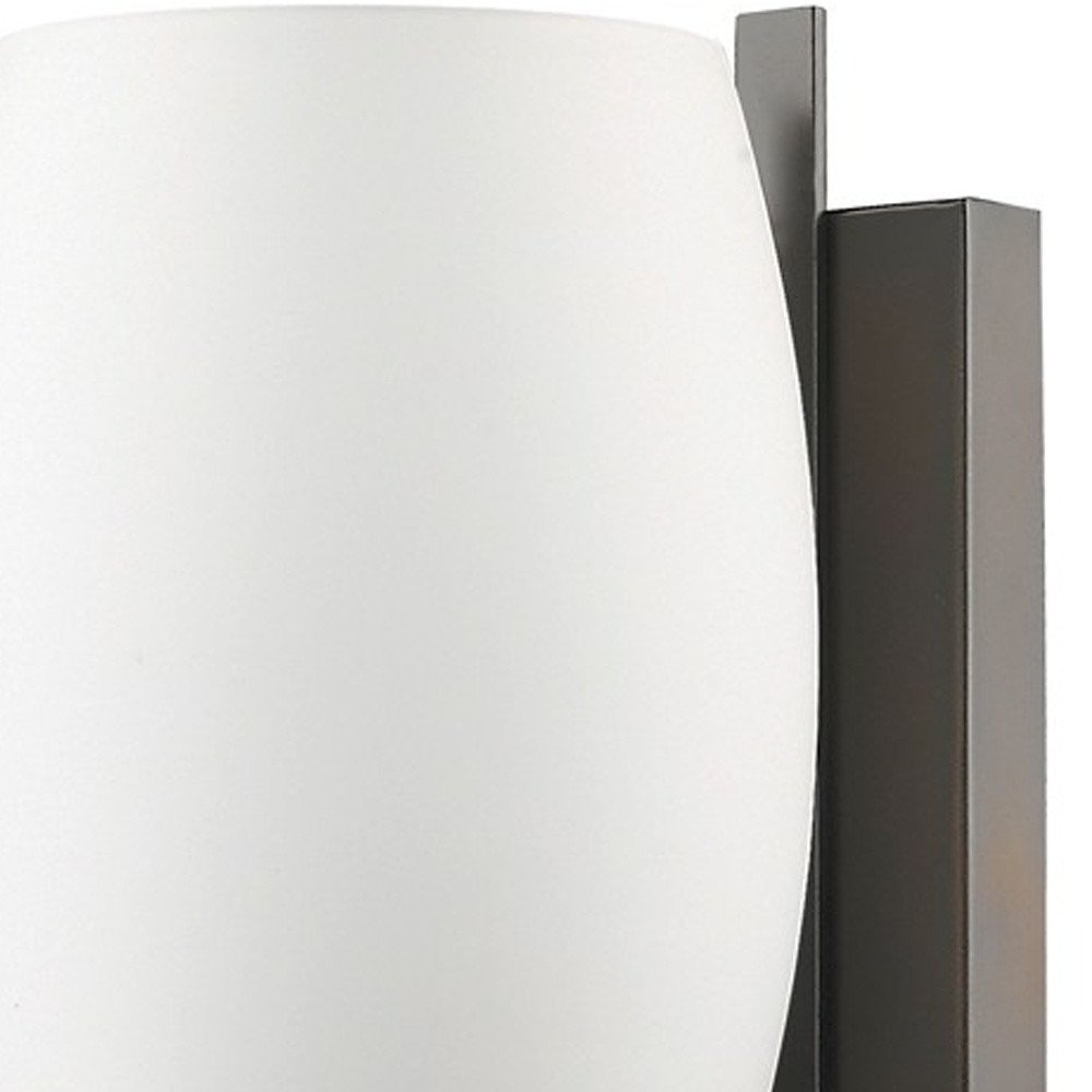 Geometric Bronze Wall Sconce with Frosted Glass Shade — view 4