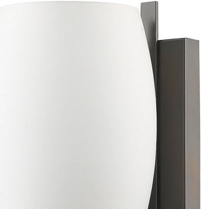 Geometric Bronze Wall Sconce with Frosted Glass Shade HomeRoots