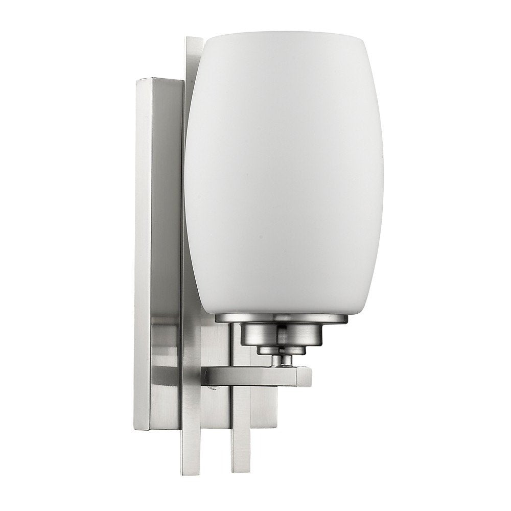 Geometric Silver Wall Sconce with Frosted Glass Shade — view 3