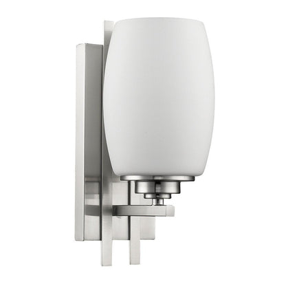 Geometric Silver Wall Sconce with Frosted Glass Shade HomeRoots