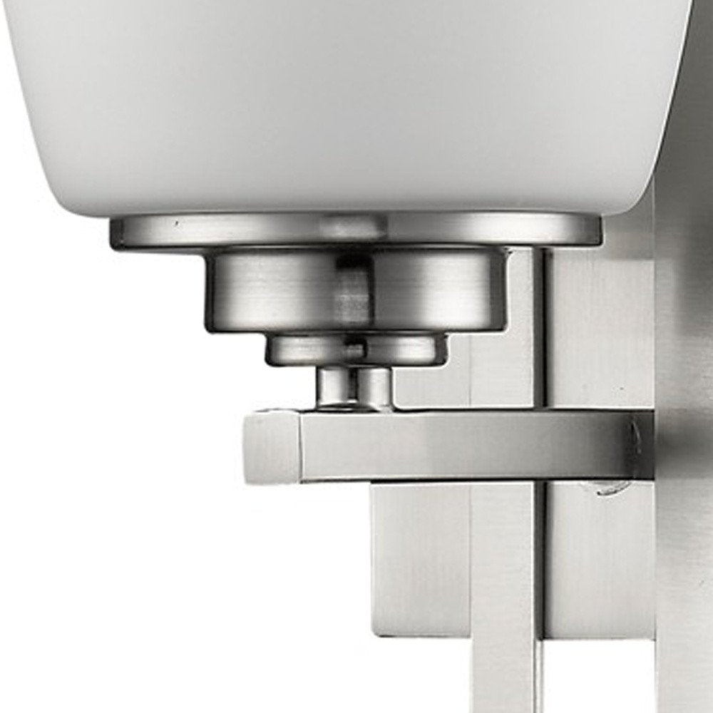 Geometric Silver Wall Sconce with Frosted Glass Shade — view 4