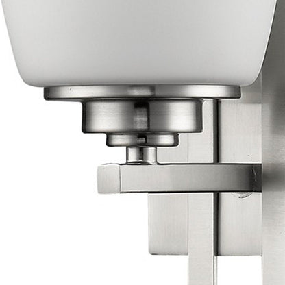 Geometric Silver Wall Sconce with Frosted Glass Shade HomeRoots