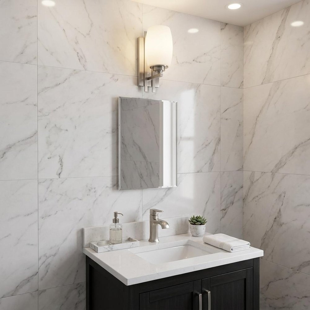 Geometric Silver Wall Sconce with Frosted Glass Shade HomeRoots