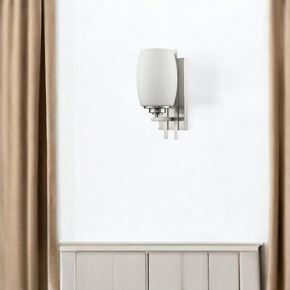 Geometric Silver Wall Sconce with Frosted Glass Shade HomeRoots