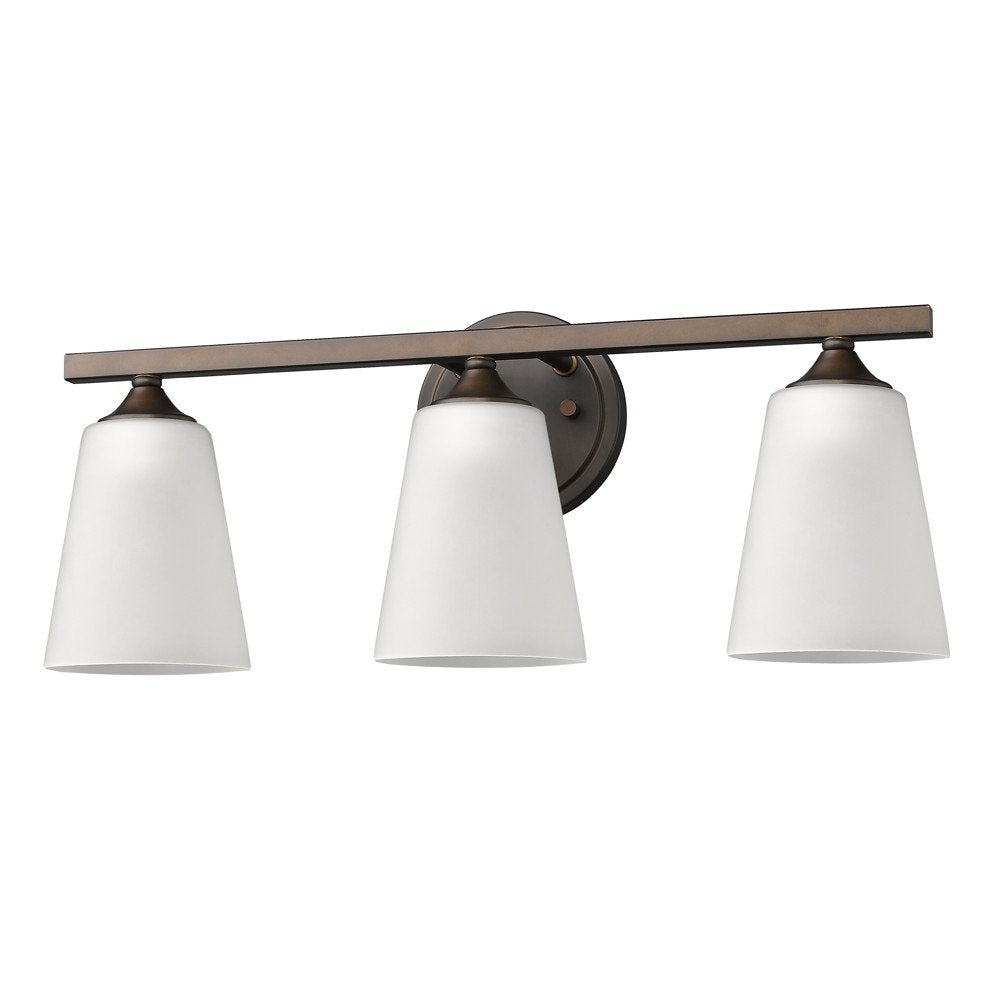 21" Bronze And White Metal and Glass Three Lights Flush Mounted Sconce HomeRoots
