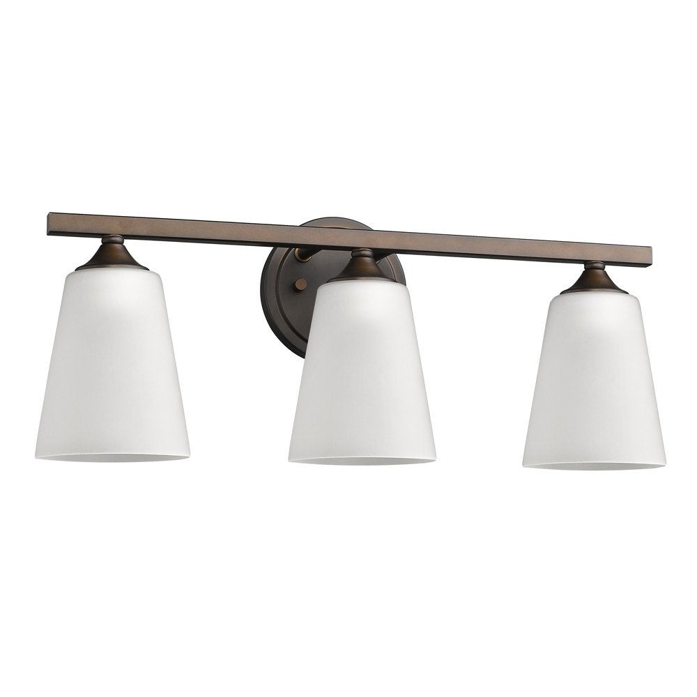 21" Bronze And White Metal and Glass Three Lights Flush Mounted Sconce HomeRoots