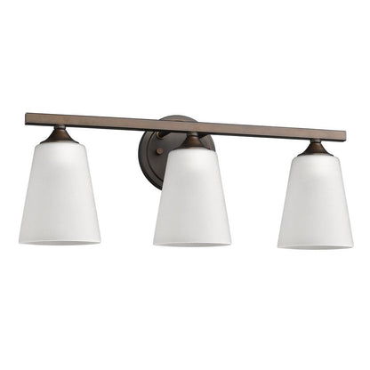 21" Bronze And White Metal and Glass Three Lights Flush Mounted Sconce HomeRoots