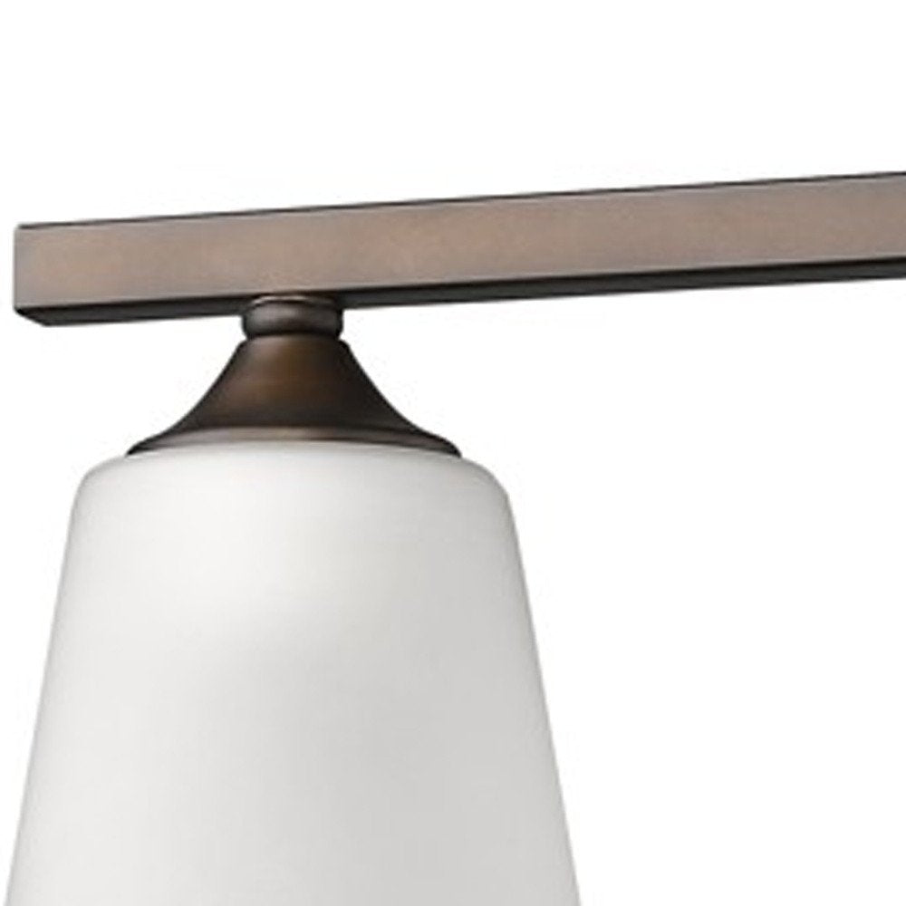 21" Bronze And White Metal and Glass Three Lights Flush Mounted Sconce HomeRoots