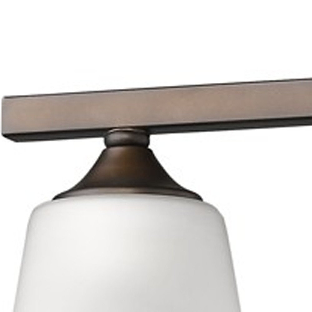 21" Bronze And White Metal and Glass Three Lights Flush Mounted Sconce HomeRoots