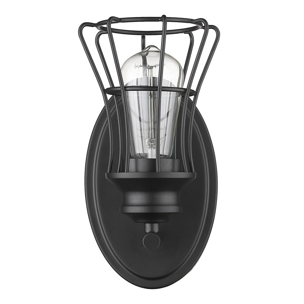 One Light Matte Black Cage Wall Sconce HomeRoots