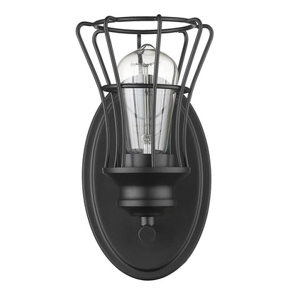 One Light Matte Black Cage Wall Sconce HomeRoots