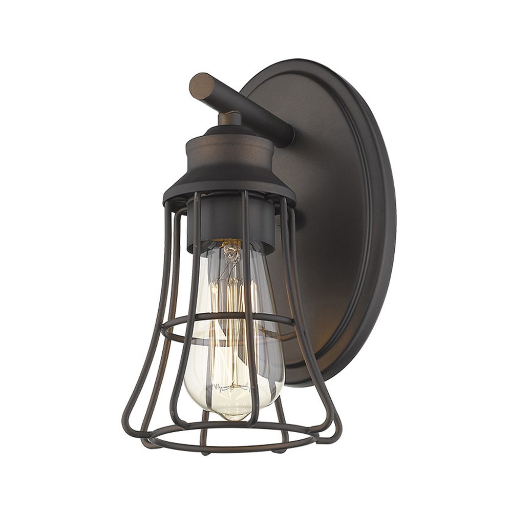 One Light Bronze Cage Wall Light HomeRoots