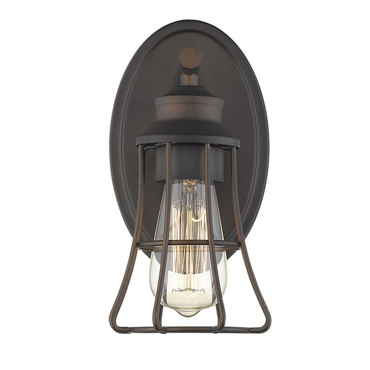 One Light Bronze Cage Wall Light HomeRoots