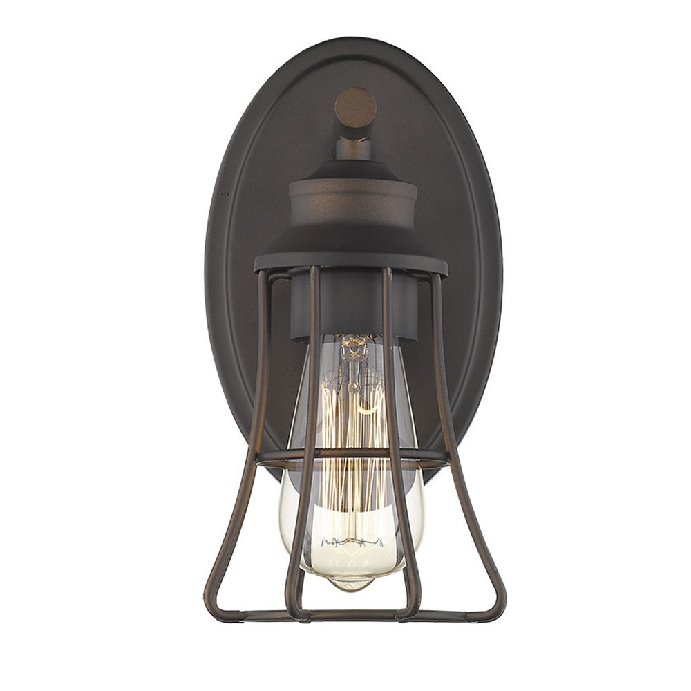 One Light Bronze Cage Wall Light HomeRoots