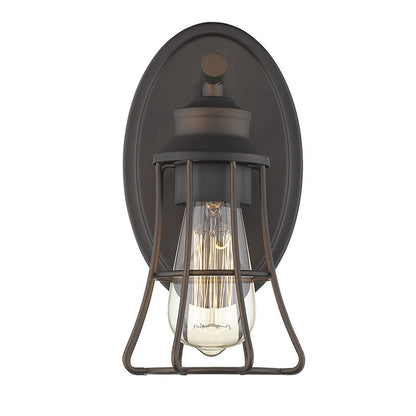 One Light Bronze Cage Wall Light HomeRoots