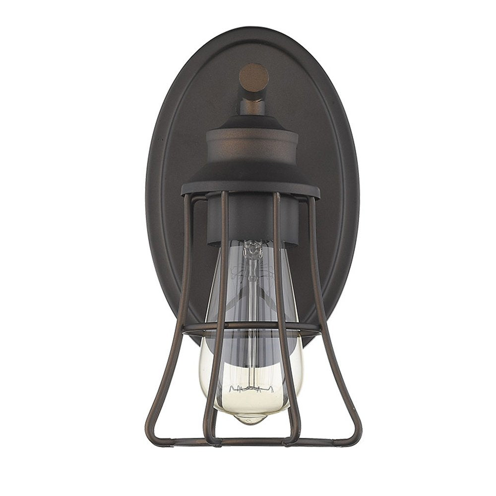 One Light Bronze Cage Wall Light HomeRoots