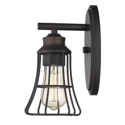 One Light Bronze Cage Wall Light HomeRoots