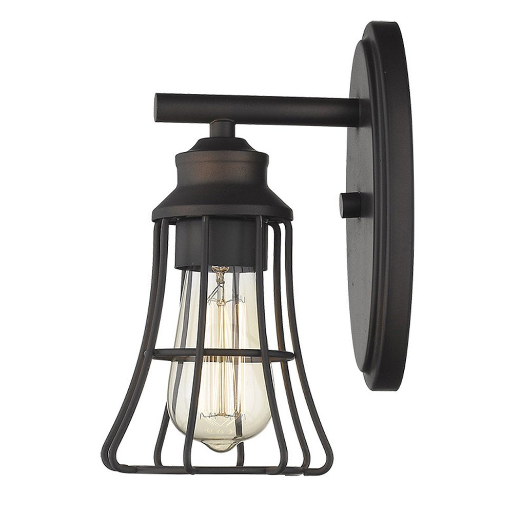 One Light Bronze Cage Wall Light HomeRoots